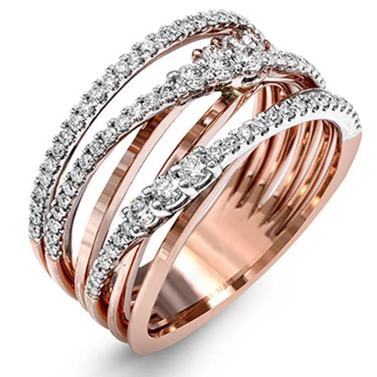 Fashion Jewelry Wholesale Zircon Personalized Ring Alloy Classic Glowing Luxury Anniversary Wedding Rings for Girls