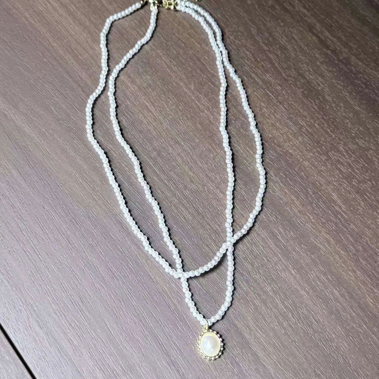 Wholesale Korean Version Double Layer Pearl Necklace Gold Plated Light Luxury Temperament Fashionable Chain Necklace view 3