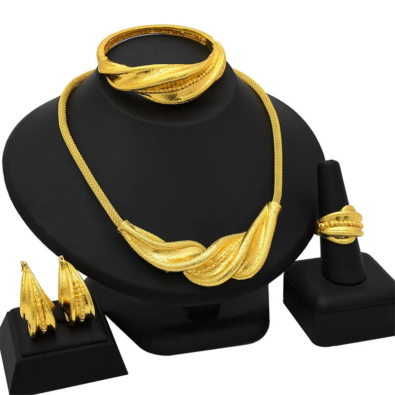 2026 New Luxury Glod Plated Cooper Alloy Wedding Women Fashion Accessories Jewelry Indian Dubai Style Necklace Jewelry Sets