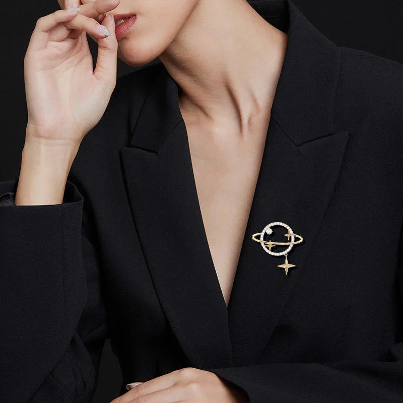Planet Pendant Brooch Anti-Exposure Pin Clip Accessory for Women Men Wholesale Fine Jewelry for Wedding Party view 3